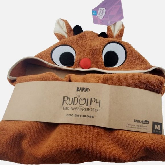 Dog Bathrobe Rudolph The Red Nosed Reindeer Soft Christmas 26"X 24" M 20-50 lbs - Picture 1 of 7